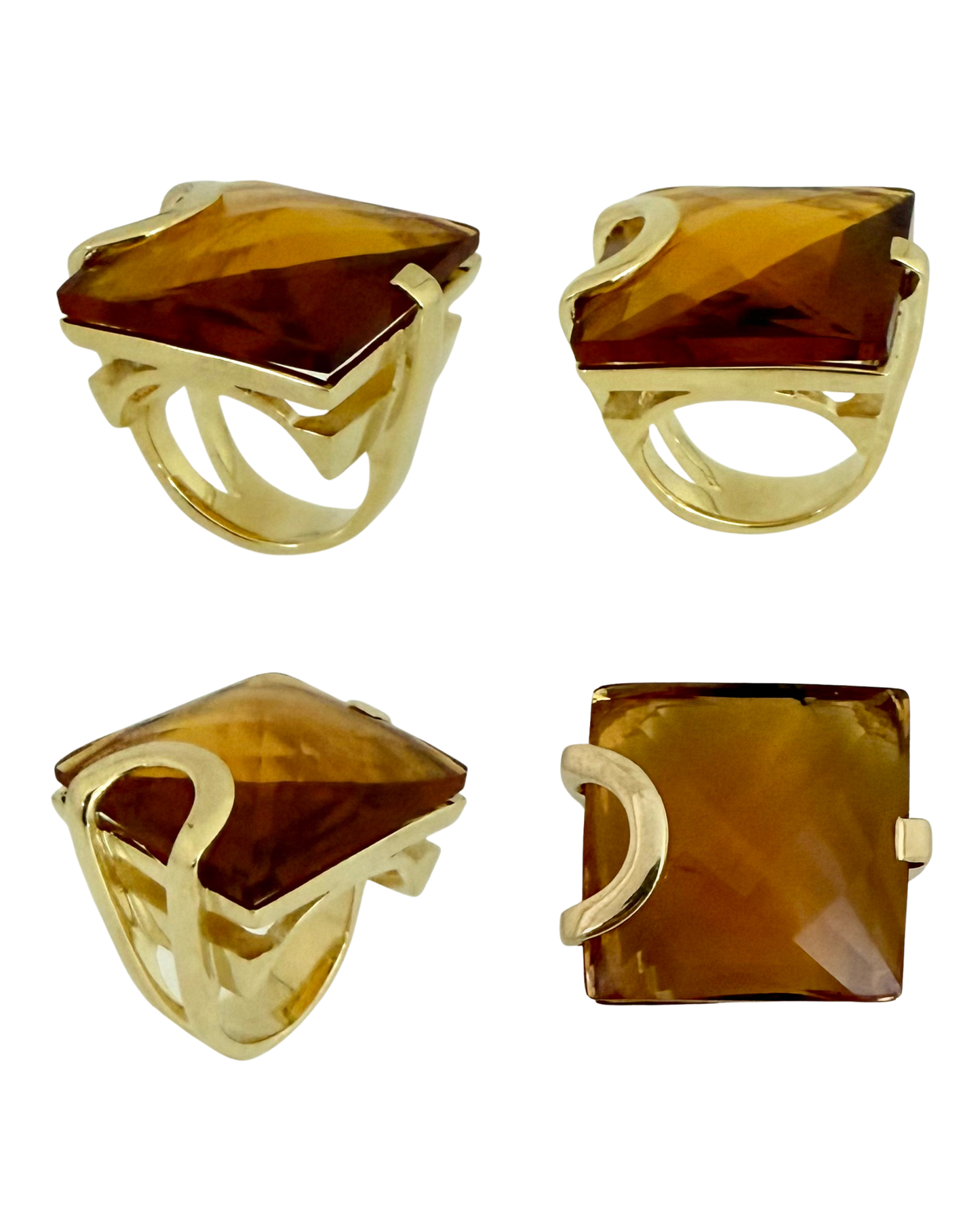 Sunset square Faceted Glass Ring