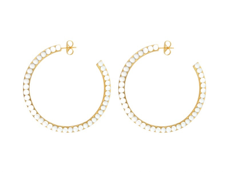 BLANCO POLKA DOT HOOP EARRINGS