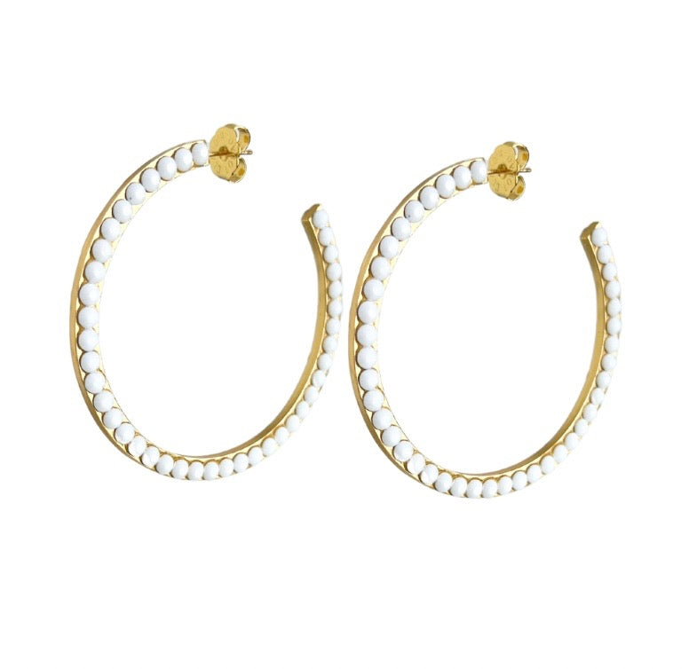BLANCO POLKA DOT HOOP EARRINGS