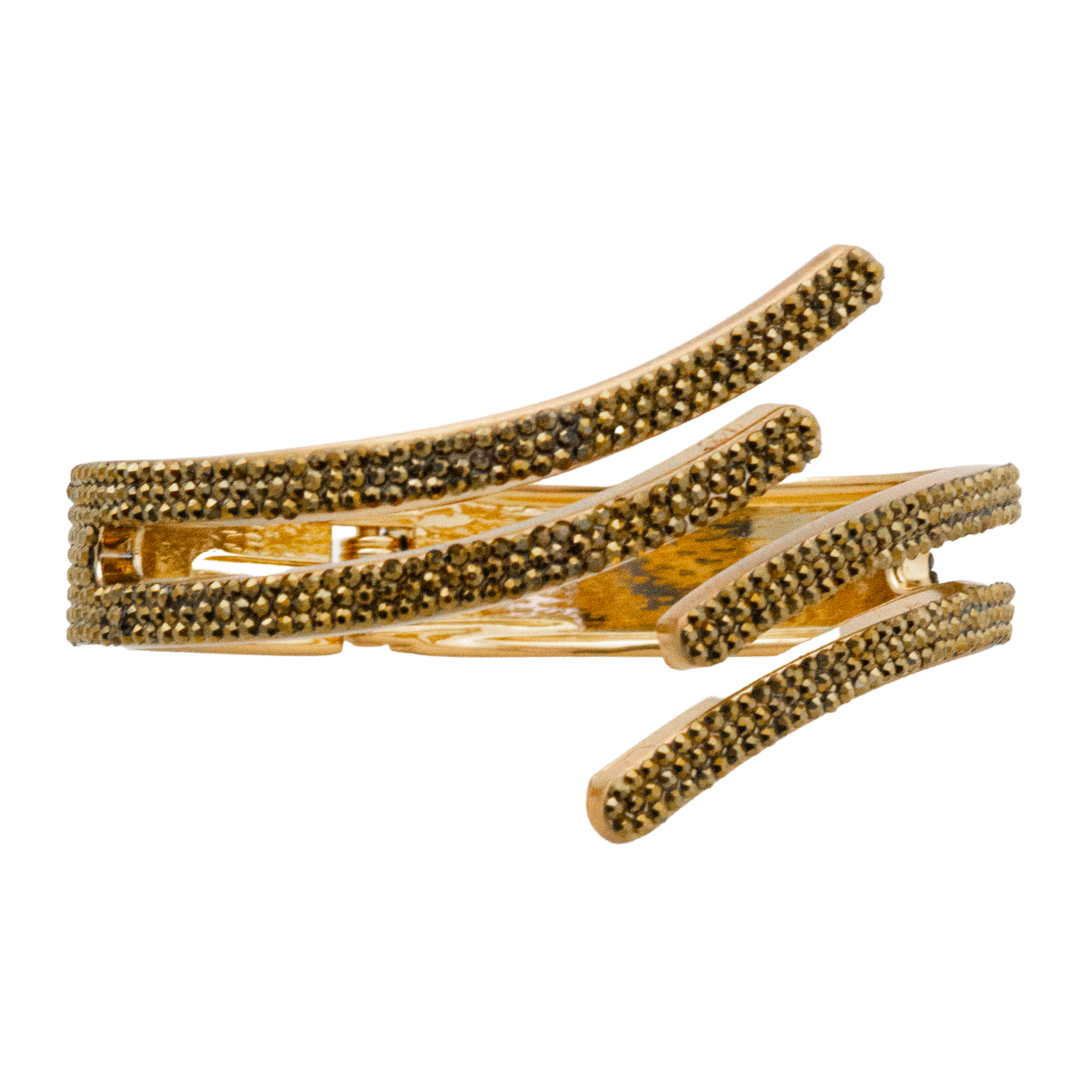 MODERN GEOMETRIC SHAPED dourado gold crystal hinged bracelet style b-1940