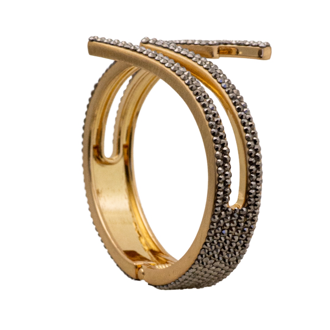 MODERN GEOMETRIC SHAPED hematite crystal hinged bracelet style b-1940