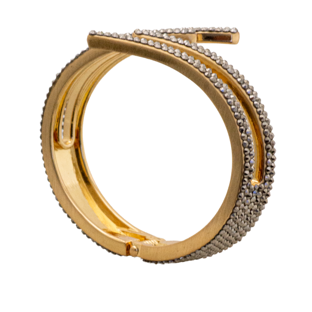 MODERN GEOMETRIC SHAPED hematite crystal hinged bracelet style b-1940