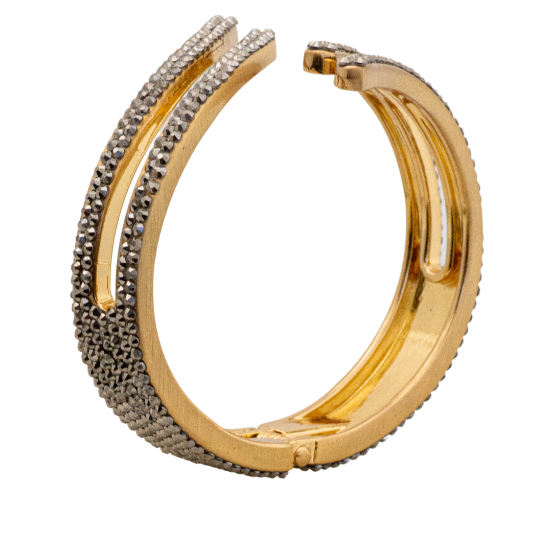 MODERN GEOMETRIC SHAPED hematite crystal hinged bracelet style b-1940