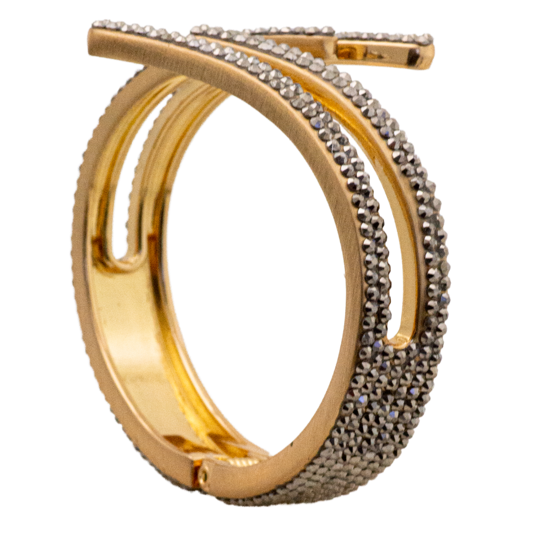 MODERN GEOMETRIC SHAPED hematite crystal hinged bracelet style b-1940