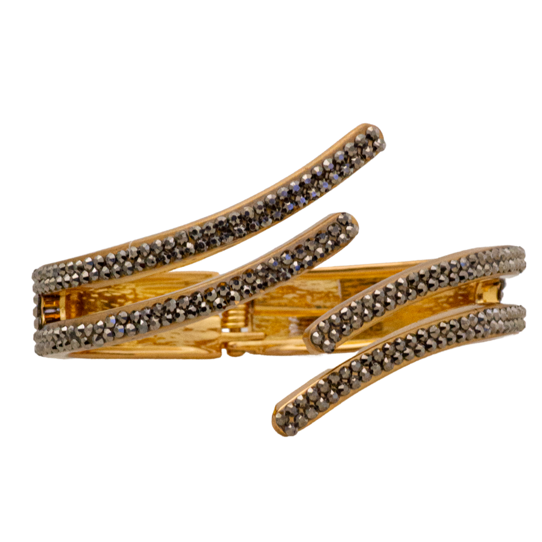 MODERN GEOMETRIC SHAPED hematite crystal hinged bracelet style b-1940