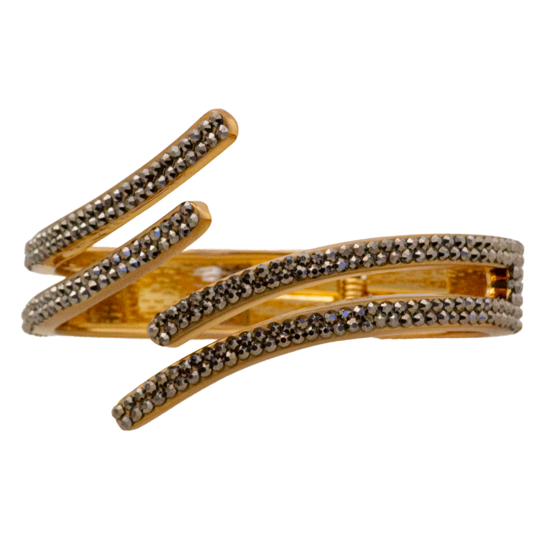 MODERN GEOMETRIC SHAPED hematite crystal hinged bracelet style b-1940