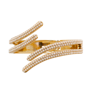 MODERN GEOMETRIC SHAPED white opal crystal hinged bracelet style b-1940