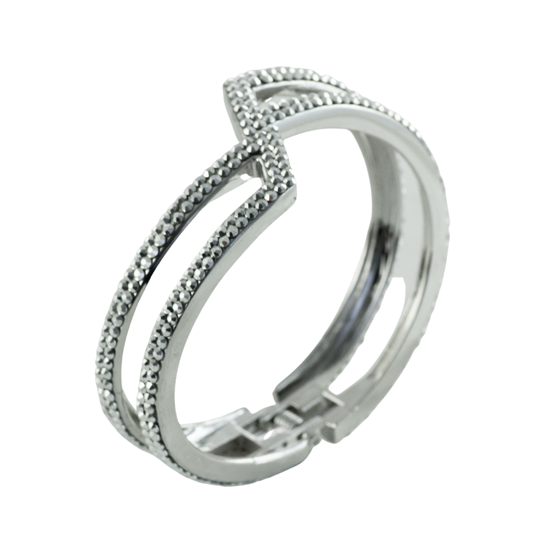 geometric shaped bracelet in silver crystal style b-1940-c-mto