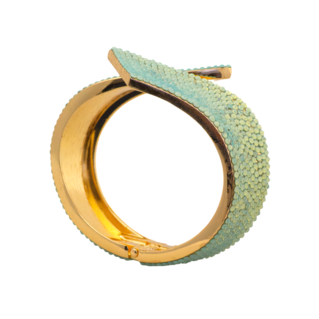 wide band crystal bracelet style b-1942-green opal crystals