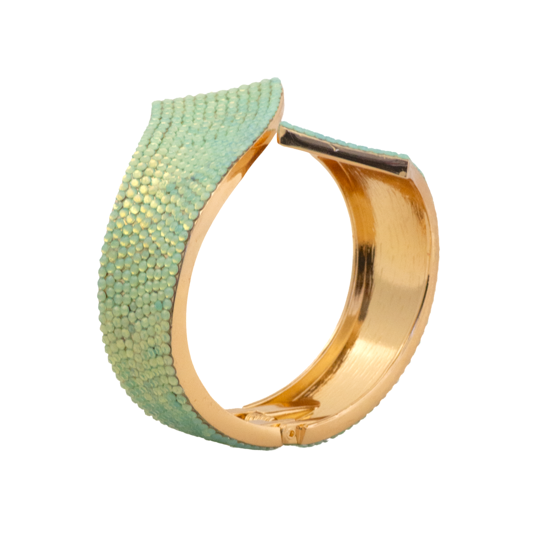 wide band crystal bracelet style b-1942-green opal crystals