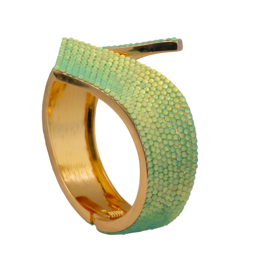wide band crystal bracelet style b-1942-green opal crystals