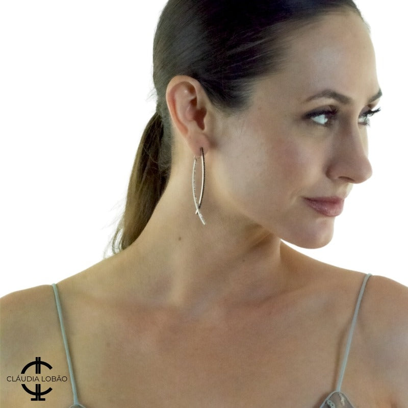 AIME MES BOUCHES D'OREILLES - CLÁUDIA LOBÃO -E-3743-SIL/BLK - Earrings