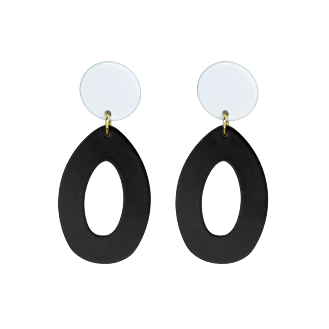 black and white earrings style e-3732-bw
