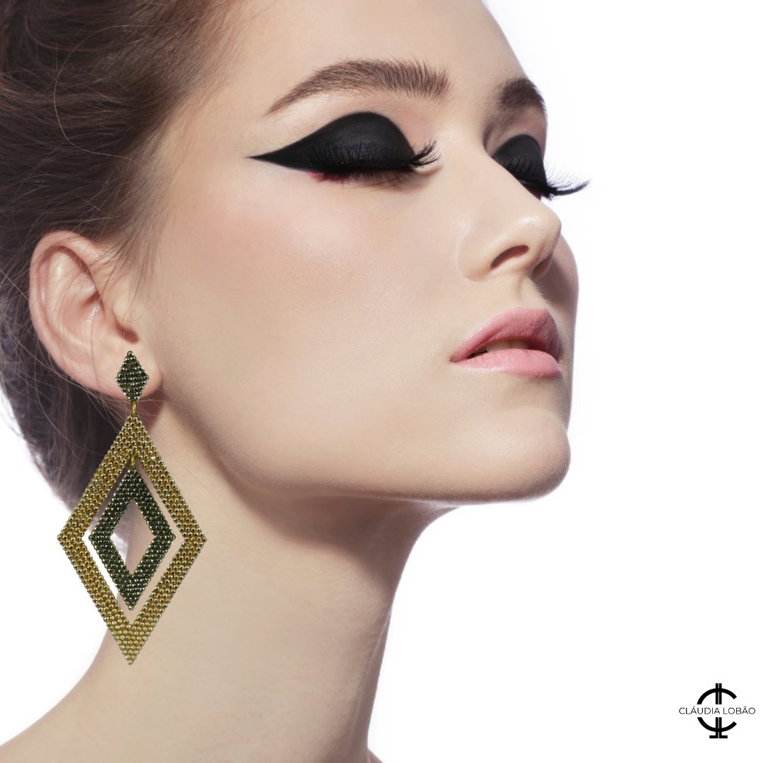 FAITH IN YOU EARRINGS (Gold & Black) - CLÁUDIA LOBÃO -E-3627-gold & black -