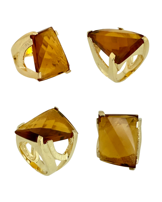Sunset Rectangular Faceted Glass Ring