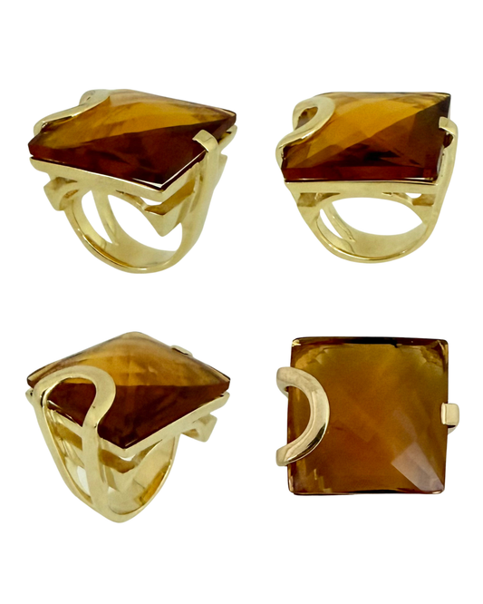 Sunset square Faceted Glass Ring