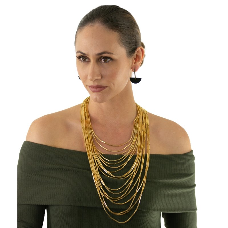 Shop Rubans Gold Plated Hand Crafted Statement Necklace Set Online at Rubans