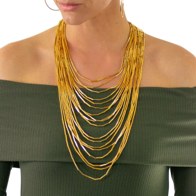 18 STRANDS OF STATEMENT NECKLACE - CLÁUDIA LOBÃO -N-1841-G - Necklaces