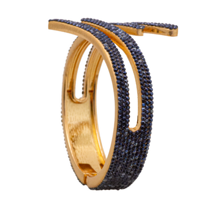 MODERN GEOMETRIC SHAPED BLUE crystal hinged bracelet style b-1940