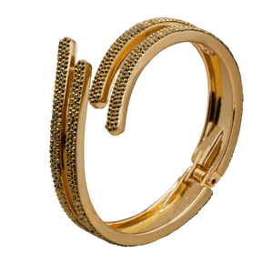 MODERN GEOMETRIC SHAPED dourado gold crystal hinged bracelet style b-1940