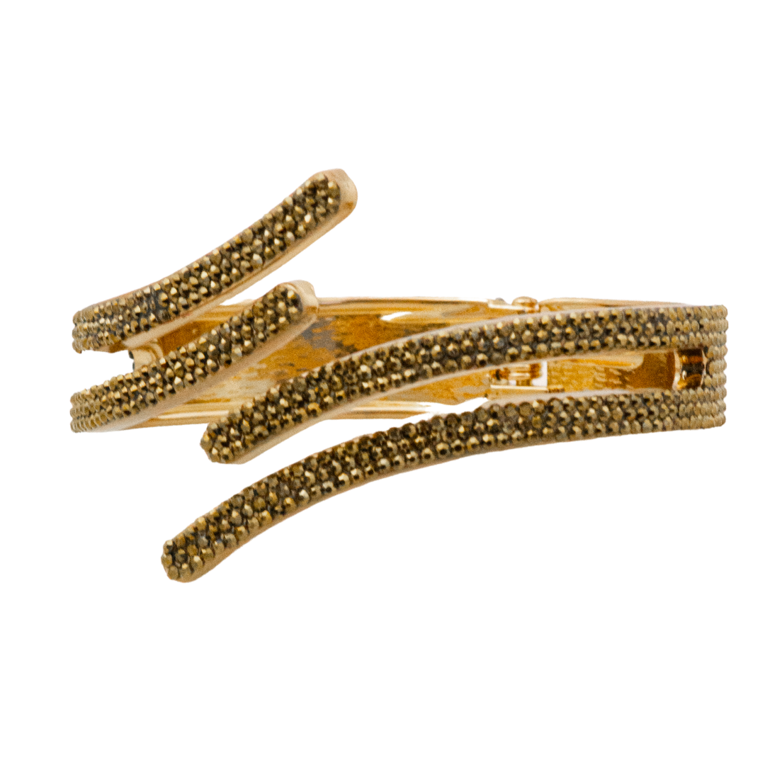 MODERN GEOMETRIC SHAPED dourado gold crystal hinged bracelet style b-1940