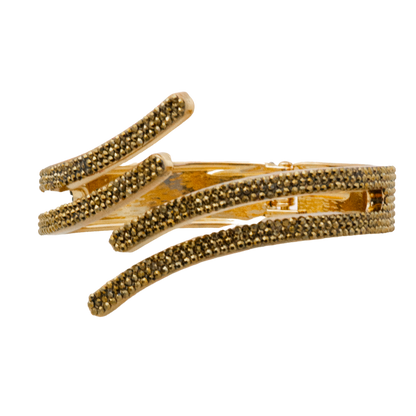 MODERN GEOMETRIC SHAPED dourado gold crystal hinged bracelet style b-1940