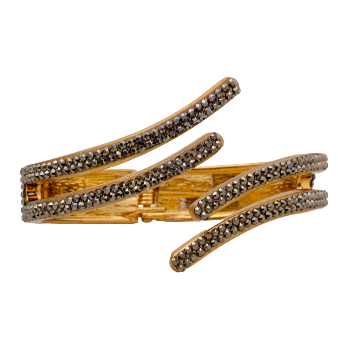 MODERN GEOMETRIC SHAPED  hematite crystal hinged bracelet style b-1940