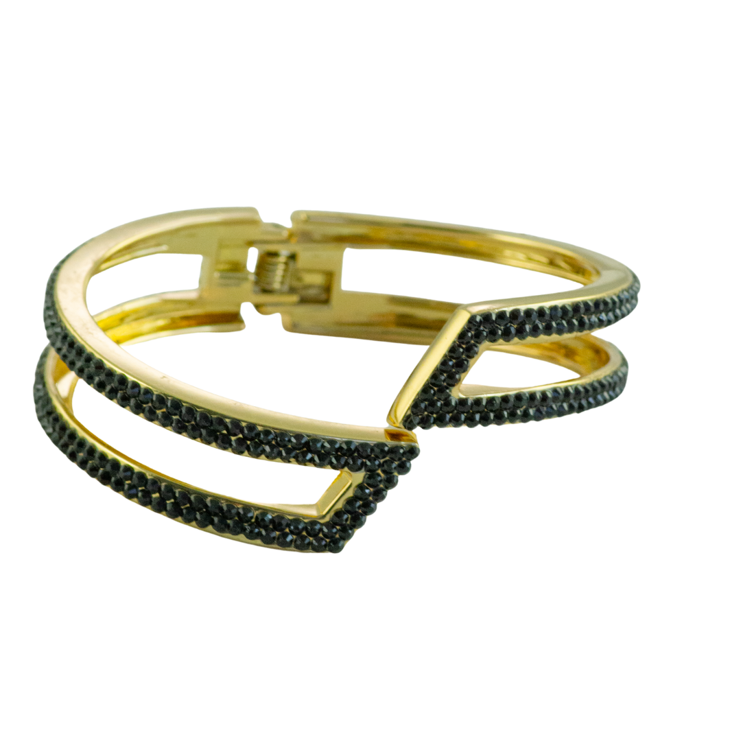 geometric shaped bracelet with black crystal style b-1941-gc-mto-black