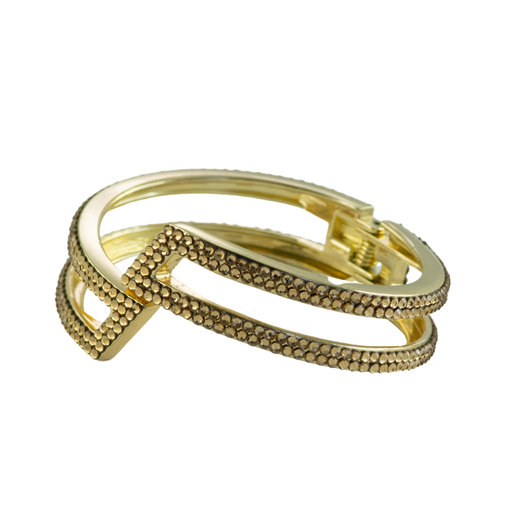 geometric shaped bracelet in golden shadow crystal style b-1940-c-mto