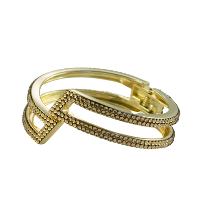 geometric shaped bracelet in golden shadow crystal style b-1940-c-mto