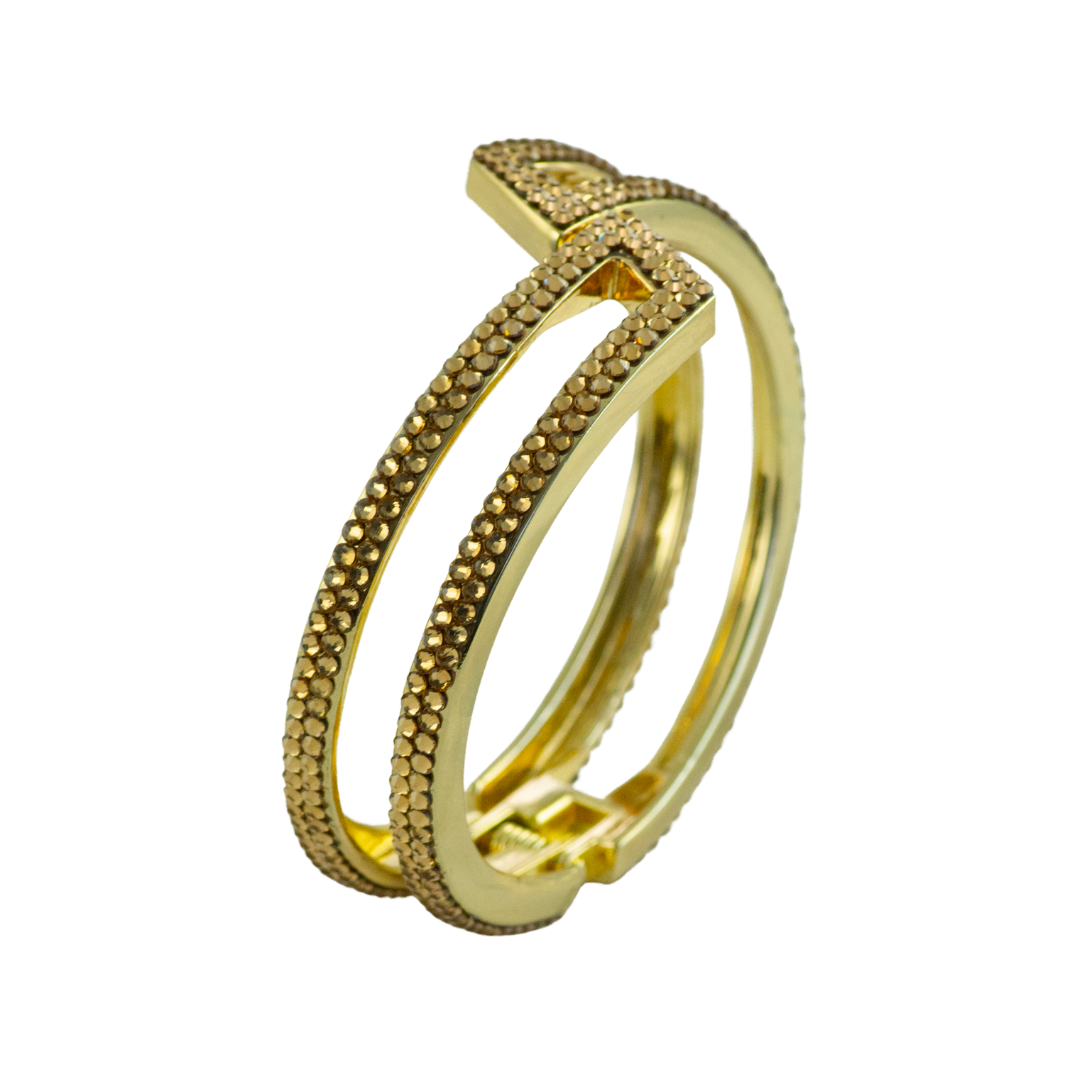 geometric shaped bracelet in golden shadow crystal style b-1940-c-mto