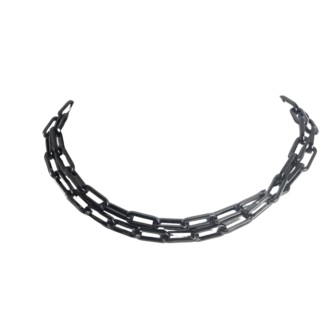 n-3612 gunmetal paperclip chain necklace 