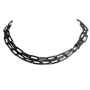 n-3612 gunmetal paperclip chain necklace 