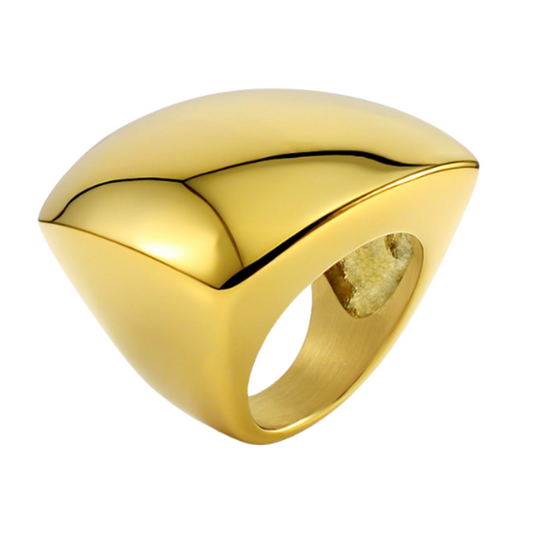 style r-1751-g mirrored polished gold plated square ring