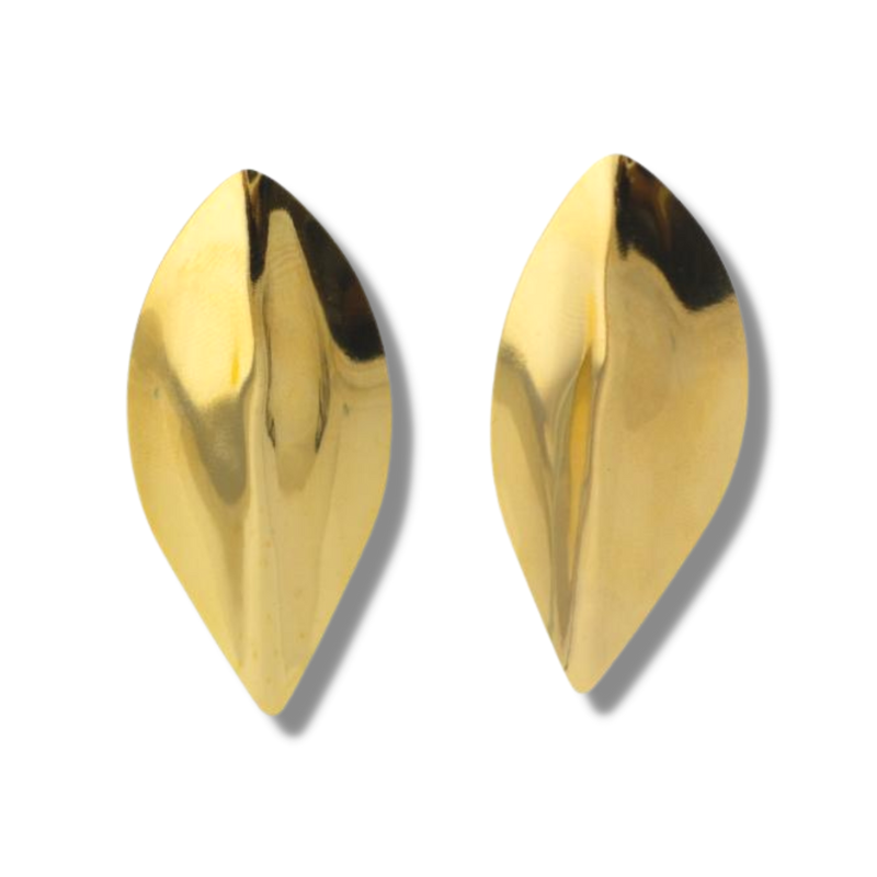 claudia lobao e-3514-g gold plated leaf shaped earrings