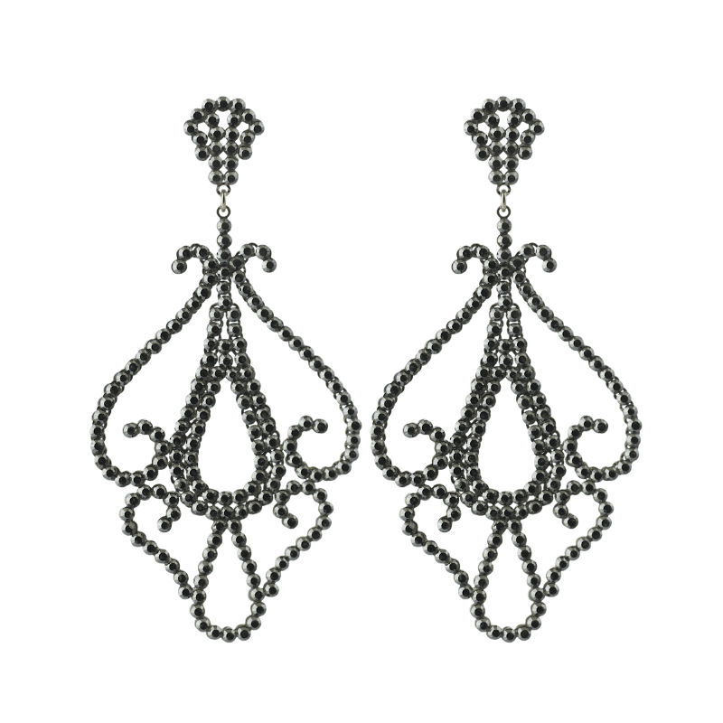 FLEUER EARRINGS (Hematite) - CLÁUDIA LOBÃO -E-1981-hematite -