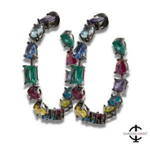 ve-1106 hoop multi colored earrings