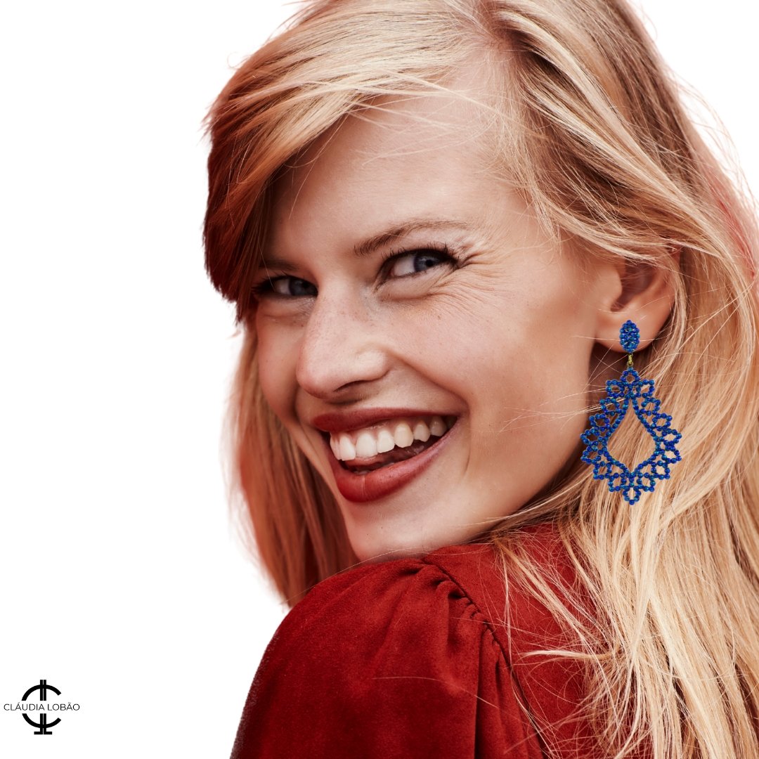 FUNK EARRINGS - CLÁUDIA LOBÃO -e-3588- blue -