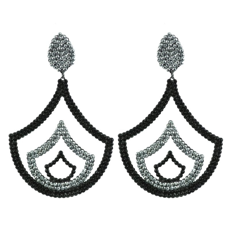 WITH IT EARRINGS (Black & Silver crystals) - CLÁUDIA LOBÃO -E-3655-Black & silver - Earrings