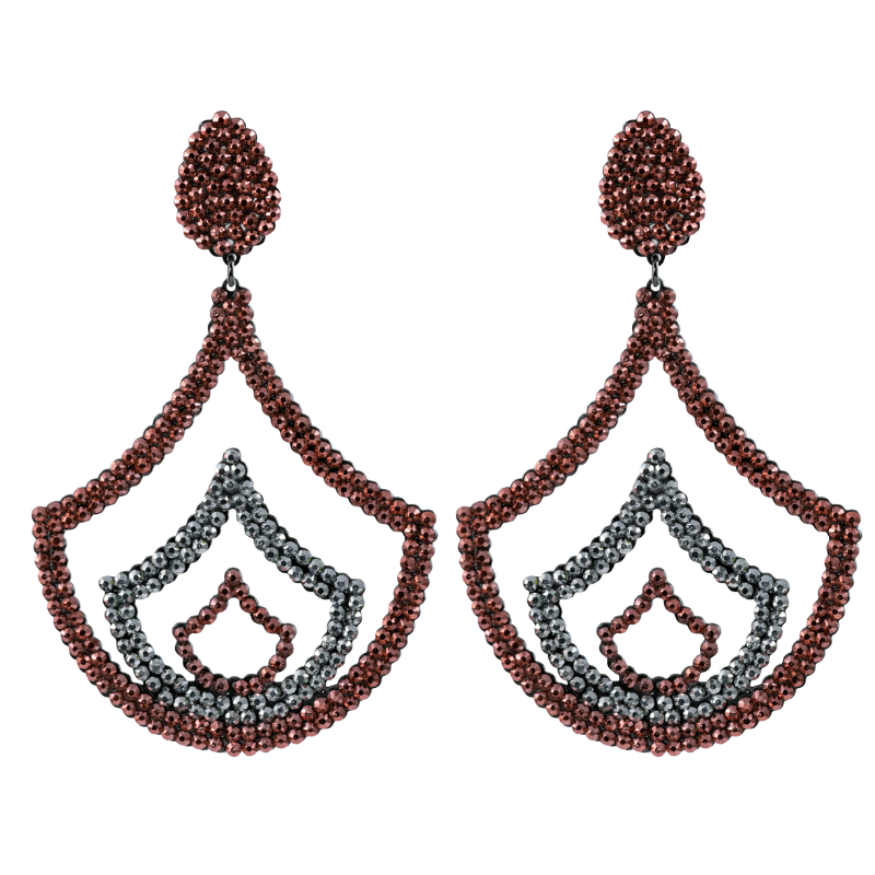 ON WITH IT EARRINGS (Rose & Silver crystals) - CLÁUDIA LOBÃO -E-3655-rose & silver - Earrings