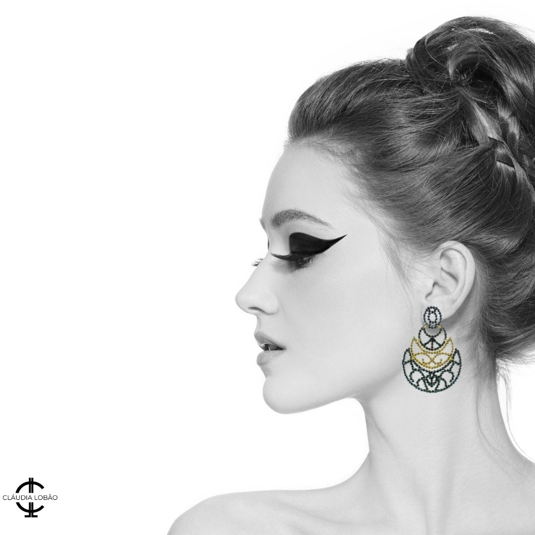 LOVE IS THE WAY EARRINGS (Black & Gold) - CLÁUDIA LOBÃO -E-1983-black & gold -