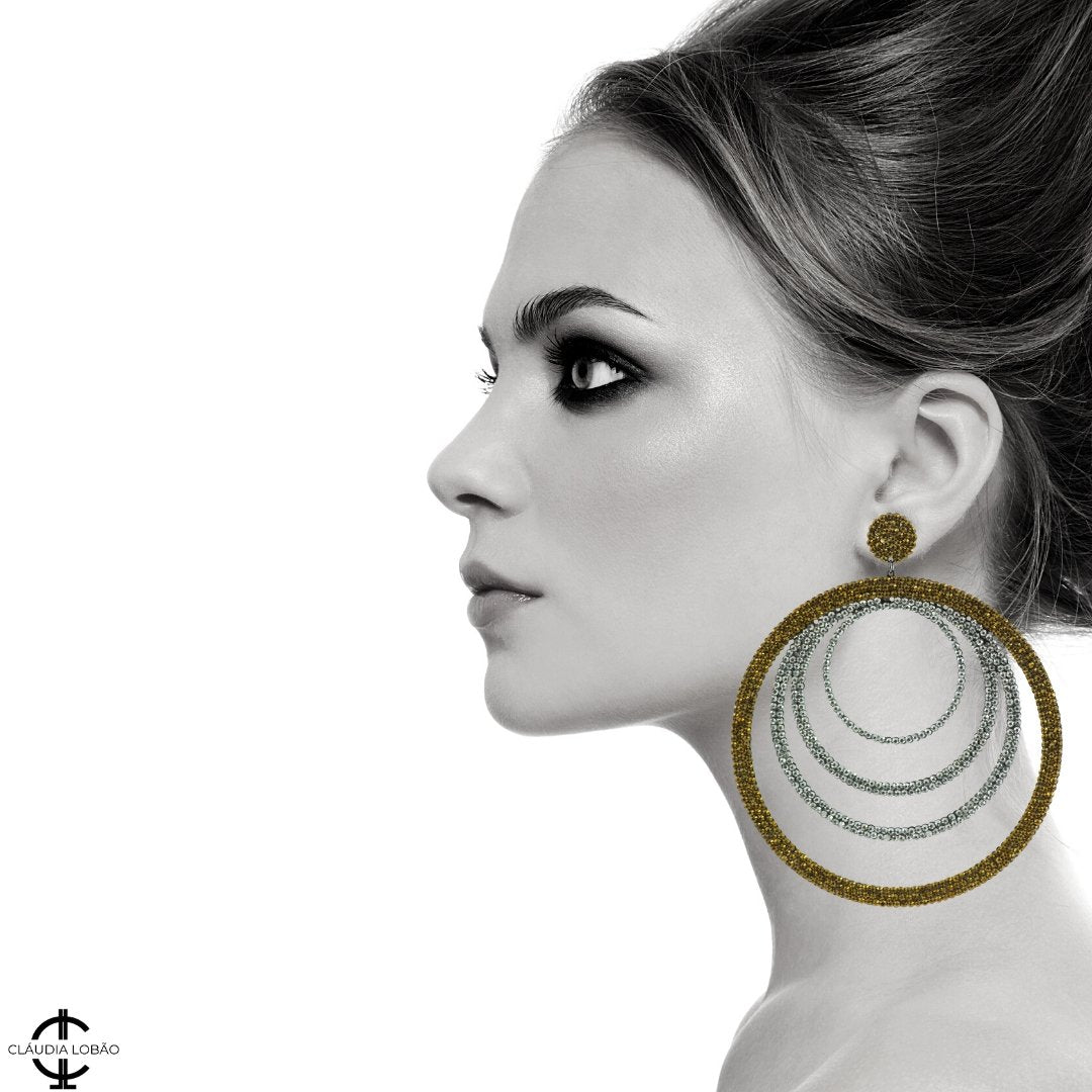 LOVELY ANGLES EARRINGS (Gold & Silver) - CLÁUDIA LOBÃO -E-3623-C -