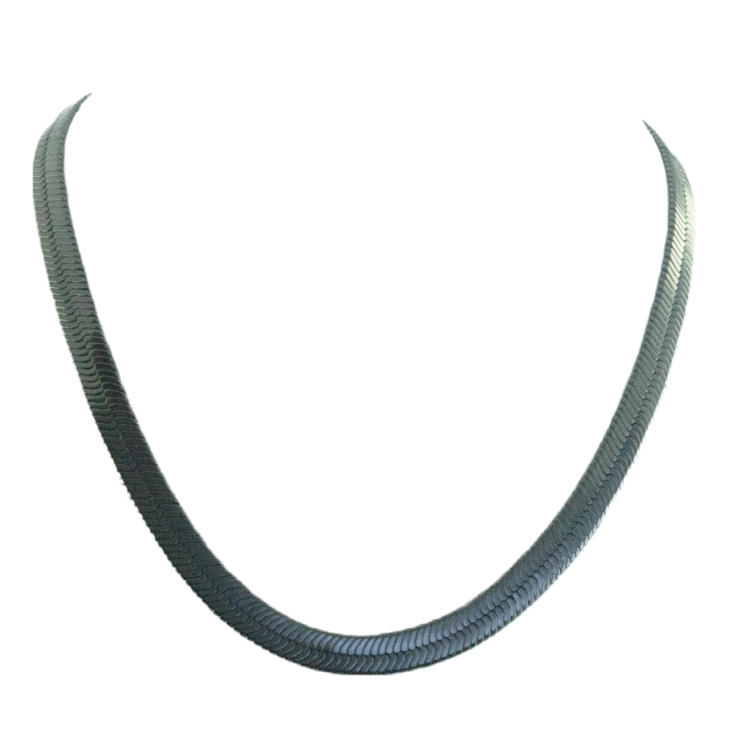 herringbone gunmetal colored necklace