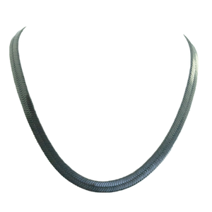 herringbone gunmetal colored necklace