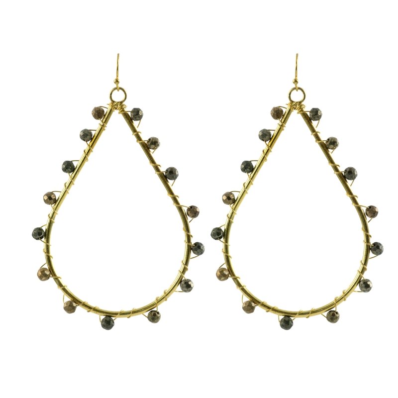 PATIENCE EARRINGS (Pyrite) - CLÁUDIA LOBÃO -E-1591-Pyrite -