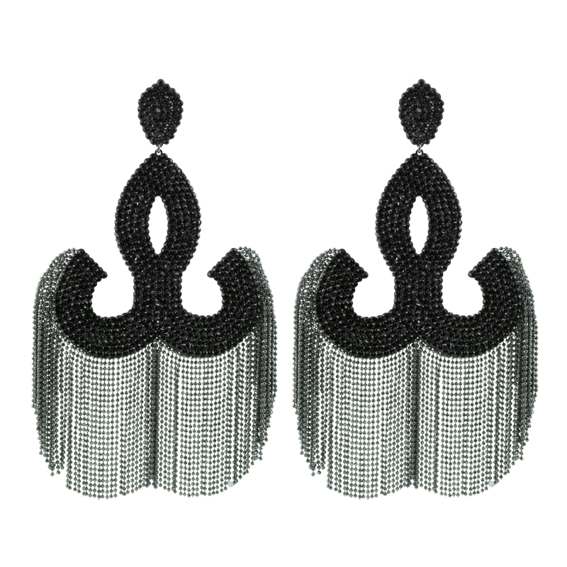 FOR KEEPS EARRINGS (Black crystals) - CLÁUDIA LOBÃO -E-3644-Black -