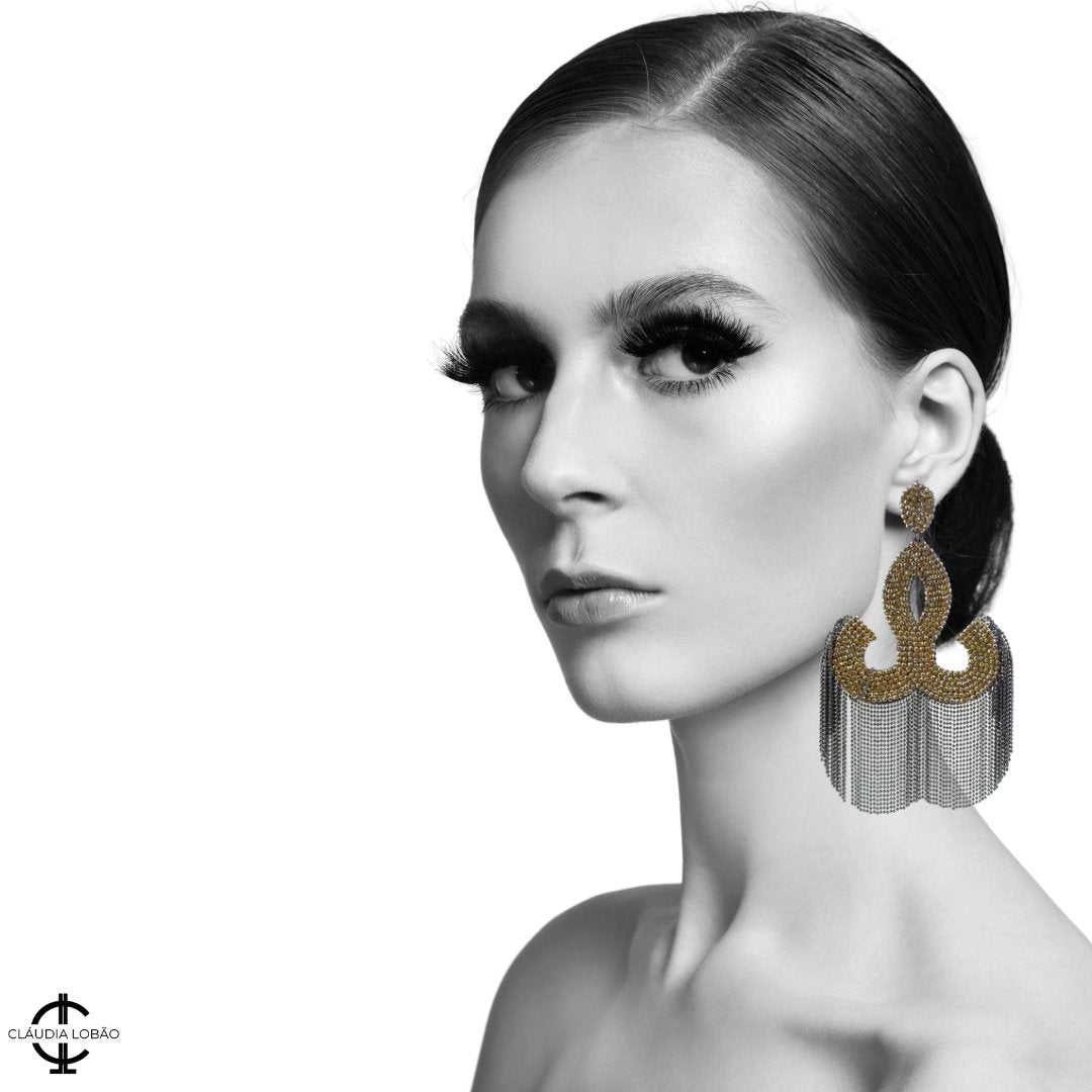 FOR KEEPS EARRINGS (Gold crystals) - CLÁUDIA LOBÃO -E-3644-GOLD -