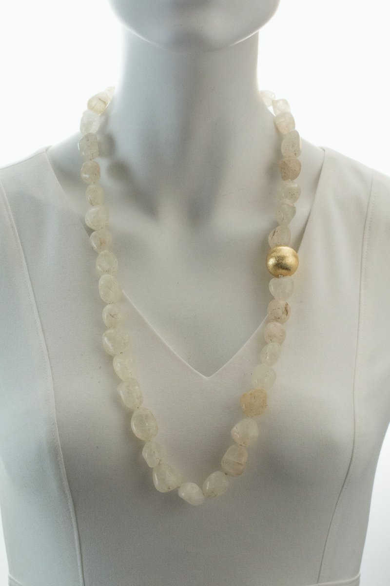 ROCK AND A HARD PLACE (Frosted White) NECKLACE - CLÁUDIA LOBÃO -N-1550-White -