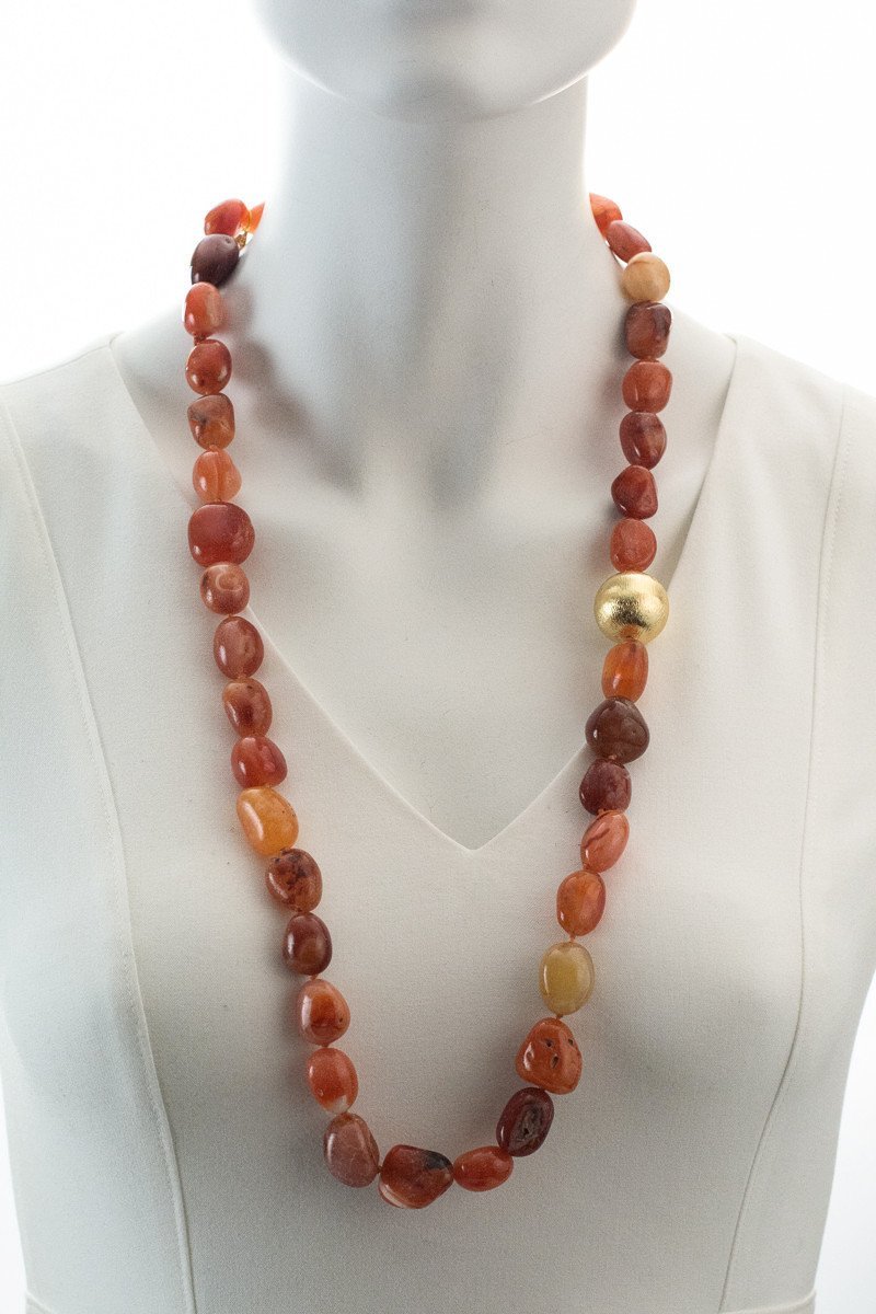 ROCK AND A HARD PLACE (Orange) NECKLACE - CLÁUDIA LOBÃO -N-1550-ORANGE -