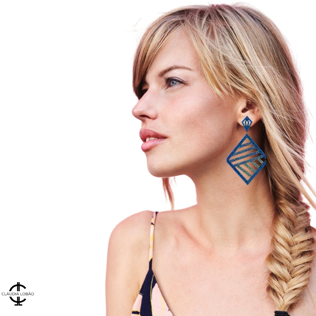 ME & YOU EARRINGS (Blue, Pink & Yellow) - CLÁUDIA LOBÃO -E-3603 - BLUE, PINK AND YELLOW -